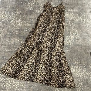 CECICO LONG BOHO LEOPARD DRESS COTTON SIZE XS FIRM